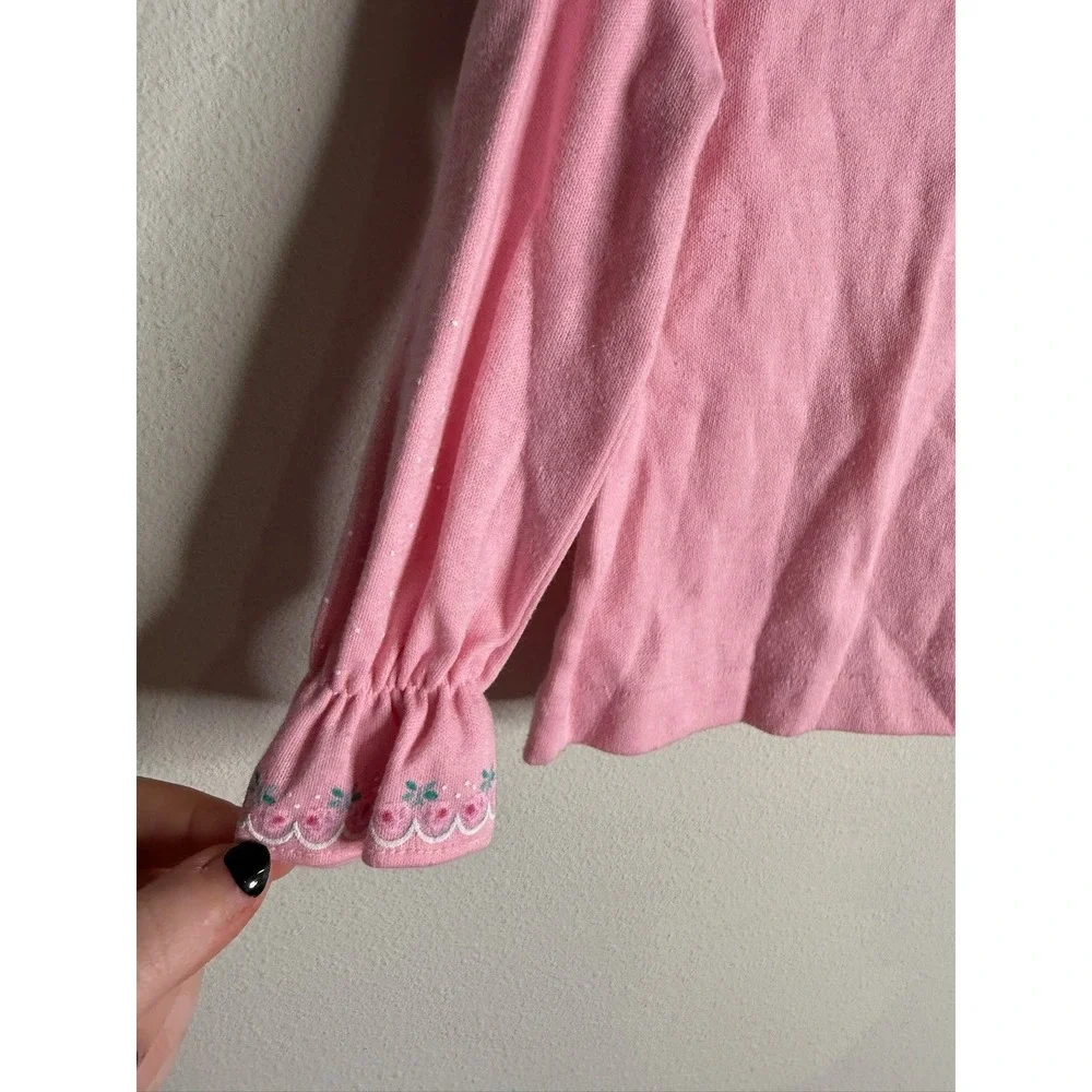 OshKosh B'Gosh Baby 6-9M Vintage Pink Floral Embroidered Ruffle‎ Long Sleeve Top